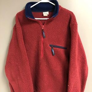 Red Sherpa sweater. Brand L.L bean.